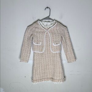 Biscotti Collezioni Cream and White Formal Kids Dress with Jacket 7/8